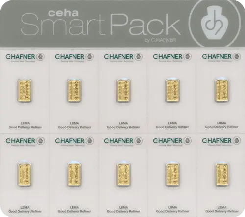 10 x 2 g Goldbarren C. Hafner SmartPack