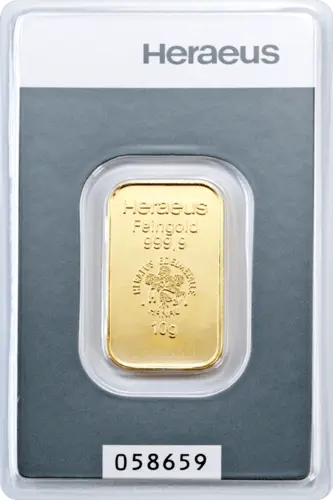 10 g Goldbarren Heraeus