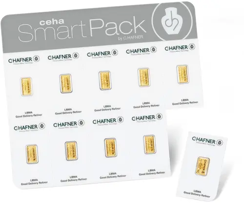 10 x 1 g Goldbarren C. Hafner SmartPack