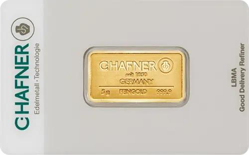 5 g Goldbarren C. Hafner
