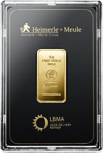 5 g Goldbarren Heimerle und Meule geprägt