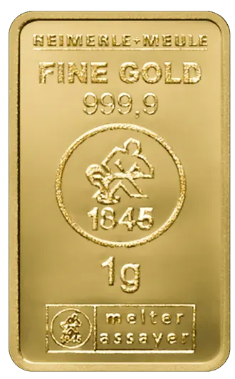 1 g Goldbarren Heimerle und Meule geprägt