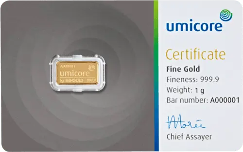 1 g Goldbarren Umicore
