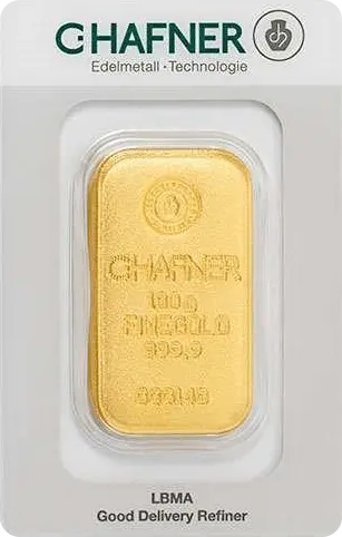 100 g Goldbarren C. Hafner gegossen