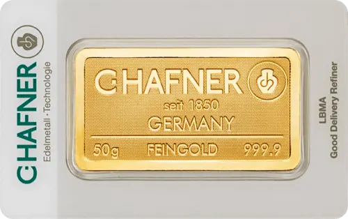 50 g Goldbarren C.Hafner geprägt