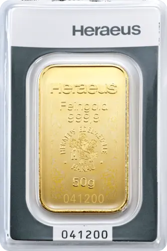 50 g Goldbarren Heraeus