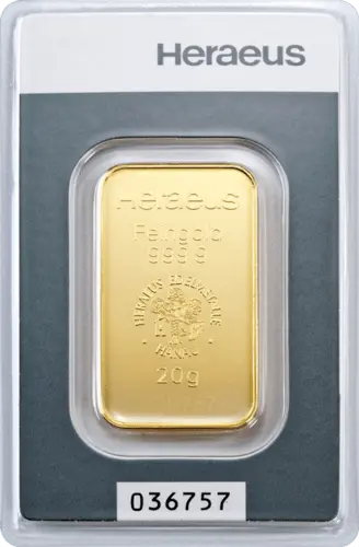 20 g Goldbarren Heraeus