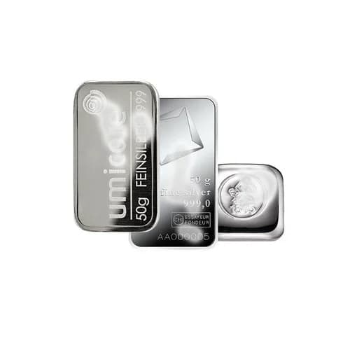 50 g Silberbarren diverse angelaufen