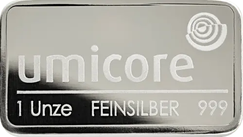 1 Unze Silberbarren Umicore geprägt