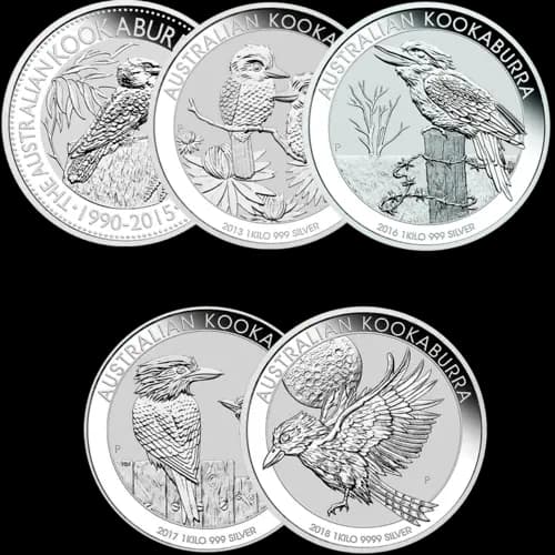1 kg Silber Kookaburra diverse Jahrgänge