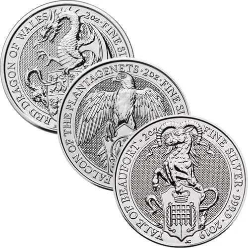 2 Unzen Silber The Queen´s Beasts diverse Jahrgänge