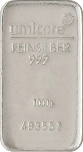 1 kg Silberbarren Umicore gegossen