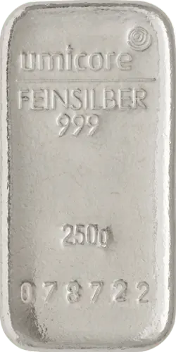 250 g Silberbarren Umicore gegossen